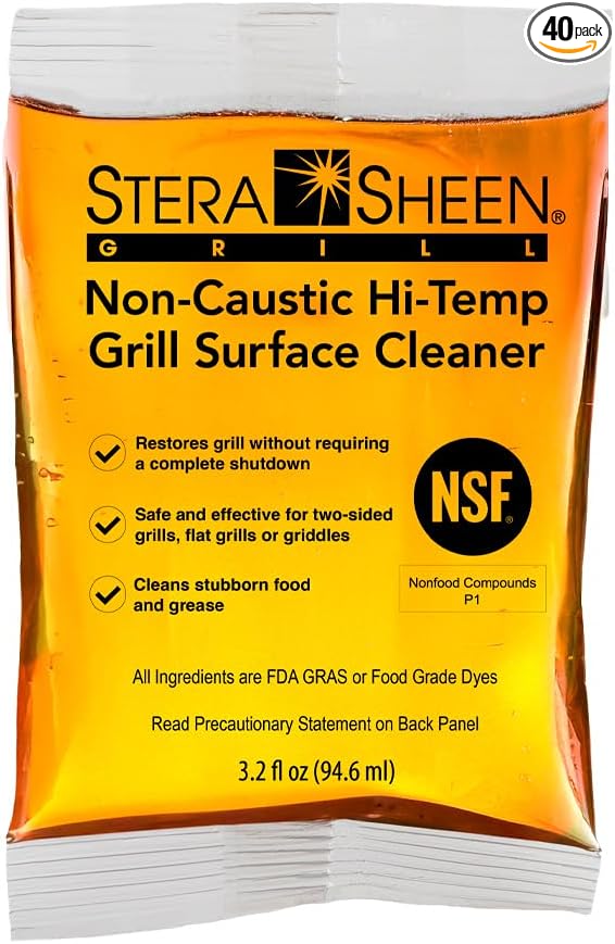 Stera-Sheen Griddle Cleaner - Food Safe Non-Caustic Formula - Commercial Flat Top Grill &amp Griddle Cleaner - Remove Tough Grease &amp Grime - Rust Remover for Outdoor Grill - 40 Quick Packets 3.