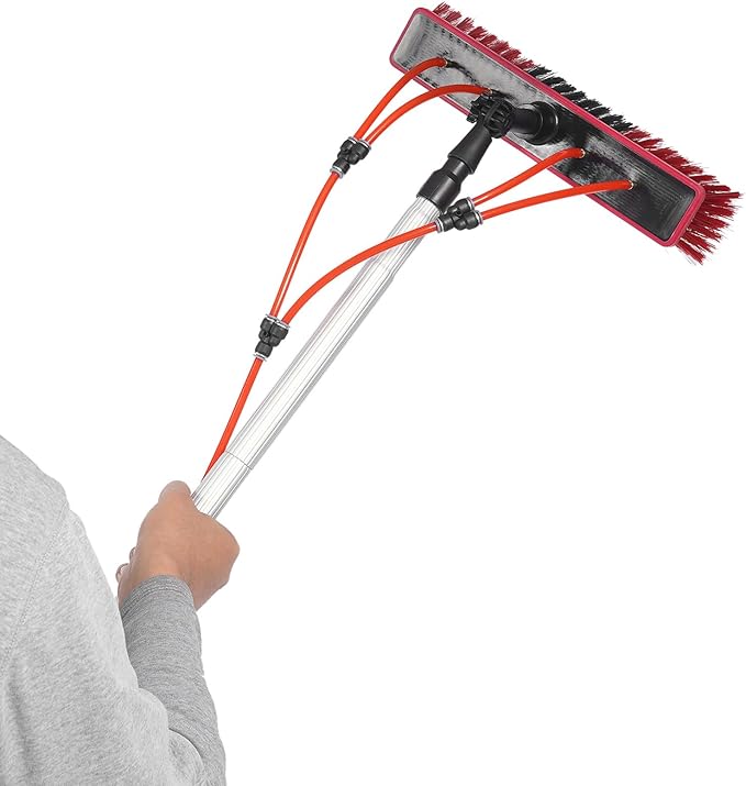Water Fed Pole Kit 26.25 FT Adjustable Window Cleaning Brush and Pole 8m Telescopic Extendable Solar Panel Washing Tool Outdoor Window Glass Washing Cleaner Equipment Tool