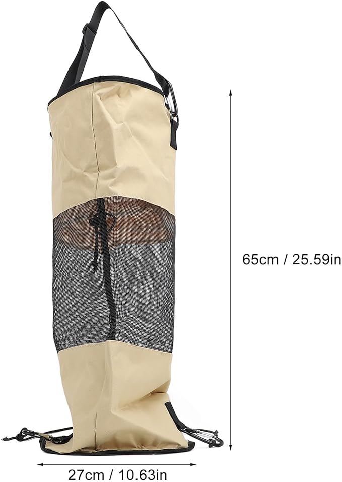 Boat Trash Bag Mesh Trash Bag with Lanyard Secure Closure Nylon Mesh Reusable Portable Boat Trash Can for Outdoor Seaside