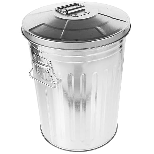 BESTOYARD Stainless Steel Trash Can with Lid 8L Outdoor Dog Poop Garbage Can Retro Round Wastebasket Container for Farm Kitchen Garbage Daily Waster Storage 29.50X22.50X22.50CM Silver 561037HE52R
