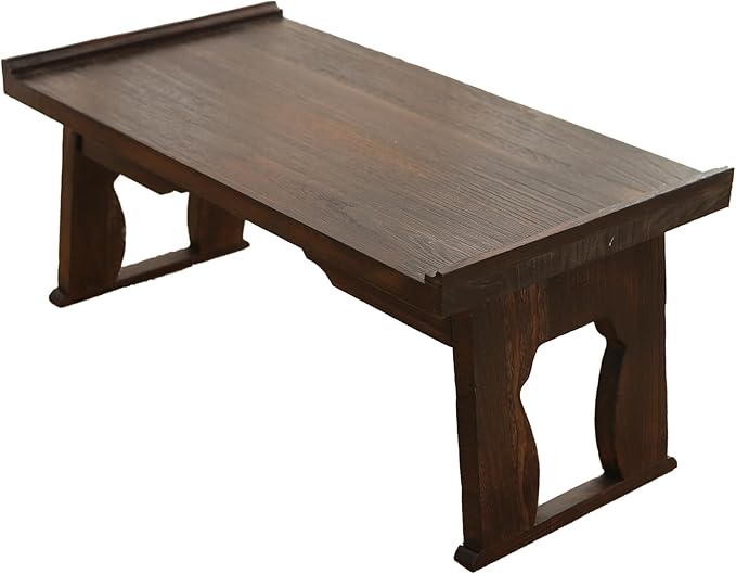 Japanese Wood Floor Table with Foldable Legs - Coffee Tables for Living Room Bed Desk TrayMeditation Altar Laptop Desk