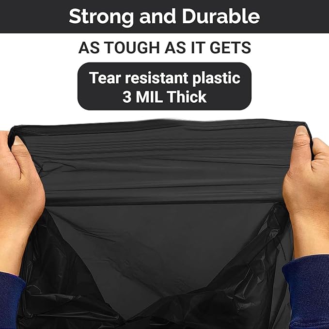 Extra Heavy Duty Black Contractor Garbage Bags 55 Gallon 50 Trash Bags Construction Grade 3 mil Made in USA