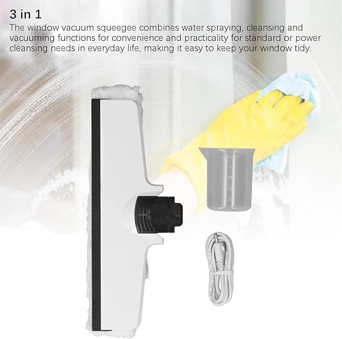 Electric Window Squeegee Glass Cleaner Tool 3 in 1 Mirror Window Cleaner Squeegee Kit with Spray Cordless Electric Window Vacuum for Windows Tiles Glass Mirror