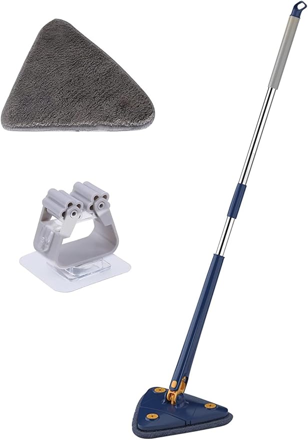 360° Rotating Adjustable Cleaning Mop Triangular Cleaning Mop with Automatic Water Compression Function for Dry and Wet 12027(W)