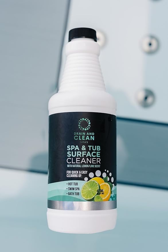 Spa &amp Hot Tub Surface Cleaner - All Natural Lemon/Lime Scent Removes Scale Dirt Grime &amp Hard Water | Ideal for Hot Tubs Swim Spas Bath Tubs &amp Showers | 16oz