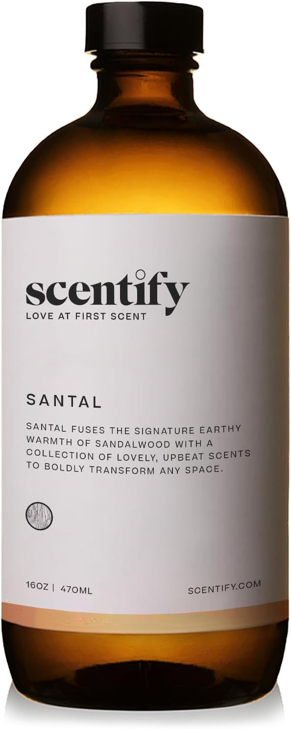 Scentify Santal Aroma Oil Refill Scent for Oil Diffusers - Iris Amber Sandalwood Cedar Scents - Luxurious Relaxing Aromatherapy Diffuser Fragrance 470ml 16 oz