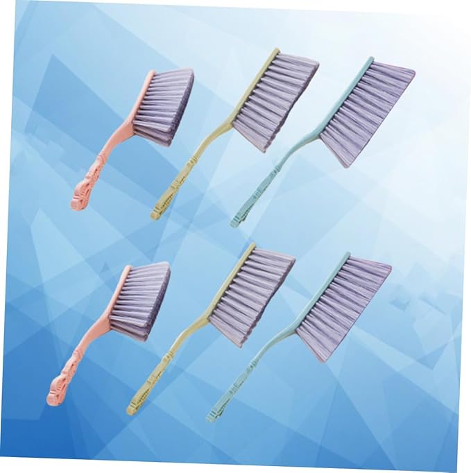 Housoutil 6pcs Cleaning Brush Set with Thick Hollow Handle Sofa and Bed Dusting Brushes for Household Cleaning (Blue Green Pink) Sturdy Tools for Furniture and Upholstery Care