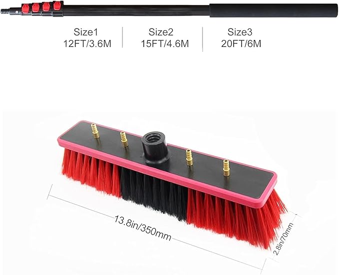 Outdoor Window Cleaning Pole Outdoor Window Cleaning PoleWater Fed Telescopic Brush Extendable Cleaner Conservatory Roof Cleaning Photovoltaic and Solar Panels (Size : 4.6m)
