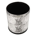Marble Pattern Wastebasket Trash Can 225X260Mm Double-Layer Plastic PU Coating Office and Home Bathroom Living Room Waste Bin