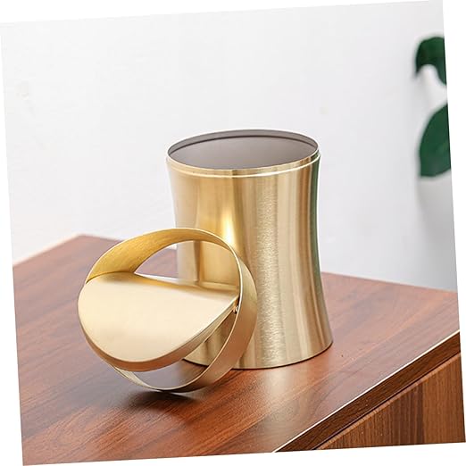 VILLCASE Mini Covered Trash Can with Lid for Bathroom and Desktop Stainless Steel Mini Garbage Bin for Home Office Space-Saving Small Countertop Wastebasket with Easy to Clean
