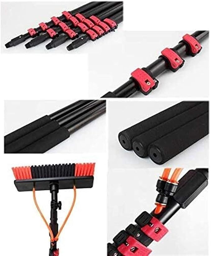 Telescopic Window Cleaner Telescopic Cleaning Brush Window Cleaning PoleWater Fed Telescopic Brush Water Fed Pole Kit Photovoltaic Panel Cleaning Tool 35Cm Brush Head Cleaning Photo (Color : 12ft/3.