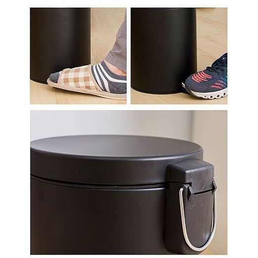 Trash Bin Waste Basket with Lid and Foot Pedal Stainless Shell Trash Can Slide-Out Inner Pail with Easy Clean Mechanism Waste Disposal Unit for Kitchen Bedroom Apartment Hotel Garage Dorm Car