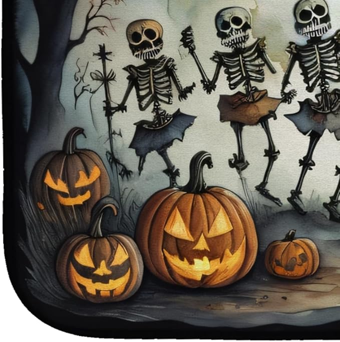 Caroline's Treasures DAC2236DDM Dancing Skeletons Spooky Halloween Dish Drying Mat Absorbent Dish Drying Mat Pad for Kitchen Counter Dish Drainer Mat for Countertop 14 x 21 Multicolor