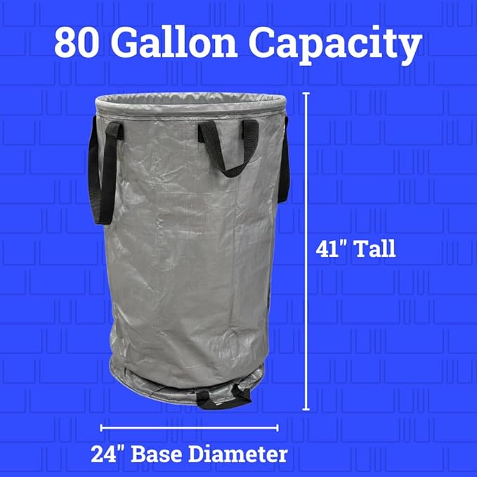 DURASACK Heavy Duty Valet Trash Bag Janitorial Commericial Cleaning Stand-Up Collapsible Trash Pickup Bag 80-Gallon Capacity Pack of 5