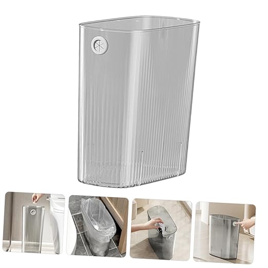Lurrose Slim Trash Can for Narrow Spaces Design Versatile Bathroom Wastebasket for Bedroom Kitchen and Living Room Plastic Garbage Bin