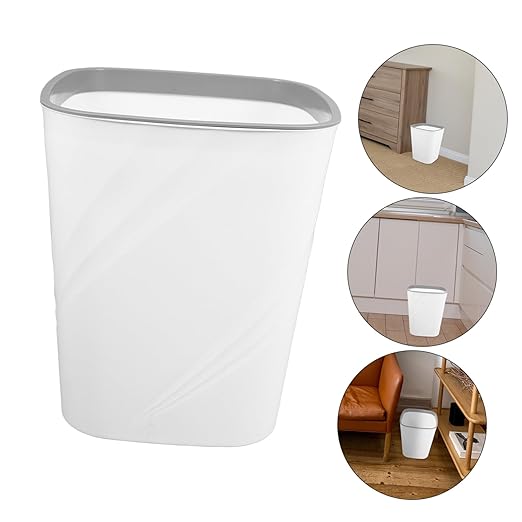 Large Capacity White Plastic Trash Can Open Top Wastebasket for Home Office Kitchen Bathroom Bedroom and Easy to Clean Garbage Container
