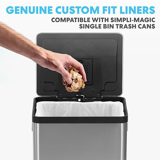 Simpli-Magic 13 Gallon Drawstring Trash Bags Code B 120 Pack – Tall Kitchen Garbage Bags Custom Made with Premium Materials (White)