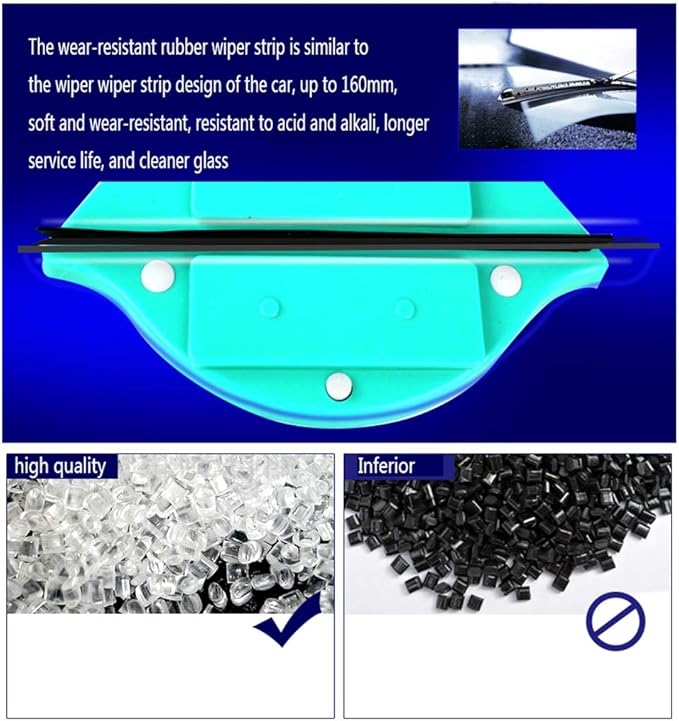 Magnetic Window Cleaner Double-Side Magnetic Glass Cleaner Plastic Household Cleaner Wiper Window Glass Surface Wiper BrushGreen5~12mm