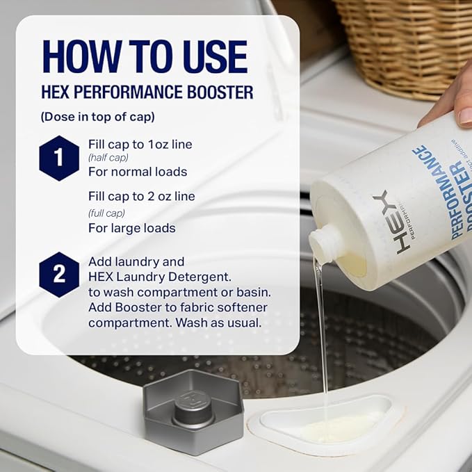 HEX Performance Fabric Booster Unscented 100 Load (Pack of 2) - Safe for Activewear Made for Sensitive Skin Eco-Friendly