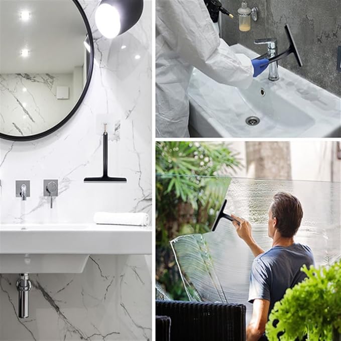 Household Glass Wiper With Hook Bathroom Glass Cleaning Scraper Window Cleaner