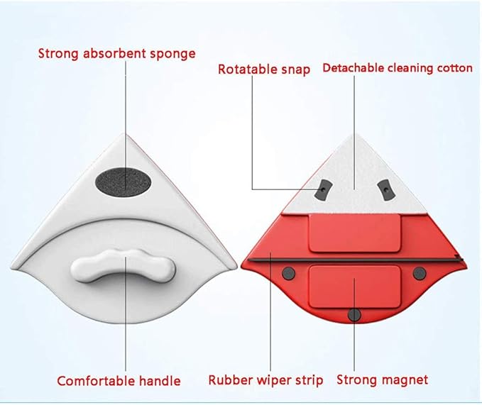 Home Side Magnetic Window Cleaner Strong Both Glass Surface Cleaning Brush Wiper Tools with Ergonomic Handle Des