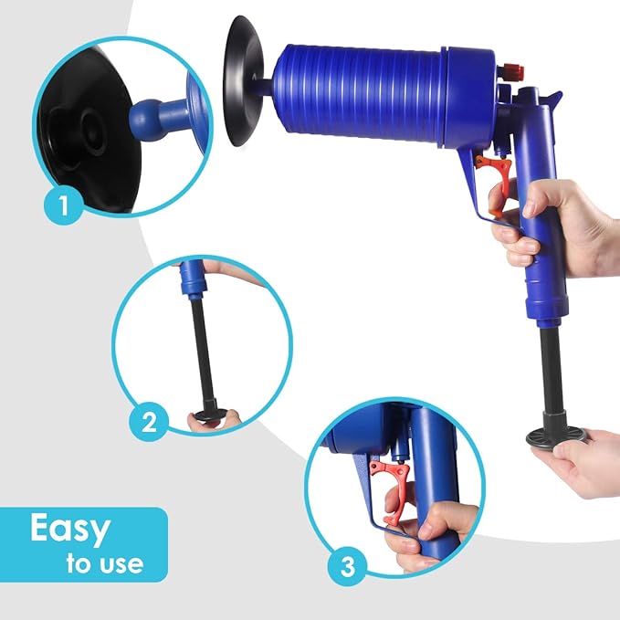 Toilet Plunger Air Drain Blaster Pressure Pump Cleaner High Pressure Plunger Opener Cleaner Pump for Bath Toilets Bathroom Shower Sink Bathtub Kitchen Clogged Pipe