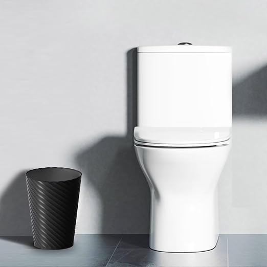 Lysam Bathroom Trash Can 3 Pack 1.8 Gallons Small Trash Can with Trash Bags Bathroom Garbage Can Plastic Trash Bin Round Waste Basket for Bedroom Office Kitchen Room Compact Space (Black)