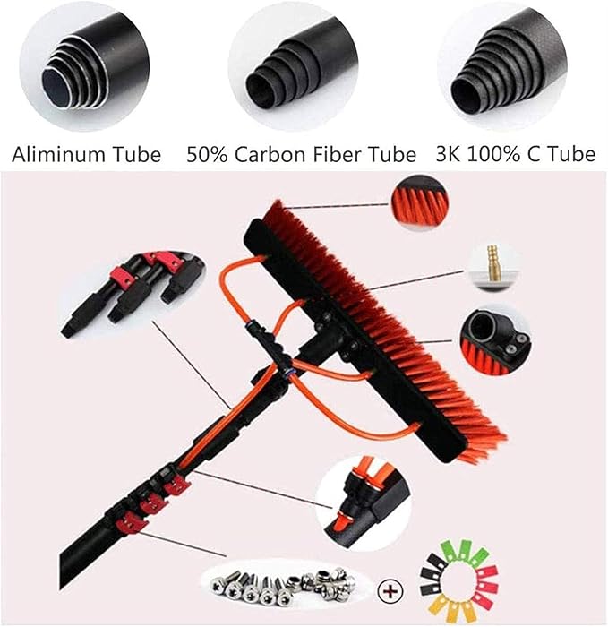 Window Cleaning Telescopic Brush Window Clean Water Fed Telescopic Brush Extendable Cleaner Conservatory Roof Cleaning Tools (Color : 12ft/3.6m)