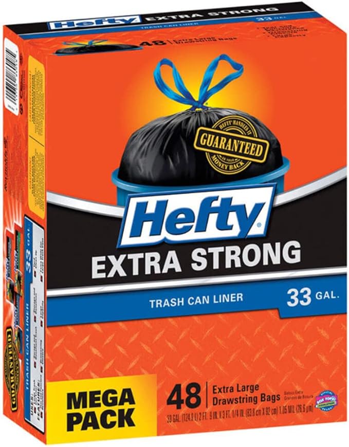 Hefty Trash Bags 33 Gallon 48 Count Xstrong33g