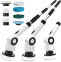 Electric Spin ScrubberCordless Cleaning Brush with 8 Replaceable Brush Heads360°Power Scrubber for Tub and Floor Tilewith 3 Adjustable Speed &amp Rotatable &amp Detachable Handle for Bathroom Kit