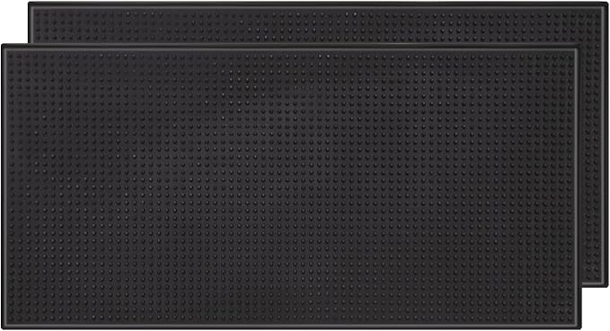 Large Rubber Bar Mat 24x12 1cm Thick Durable Non-Slip Bar Mats for Bartending Spill Mats for Counter TopKitchen Coffee Bar Restaurant Dish Drying Mat Glass Drying Mat 2 Packs Black