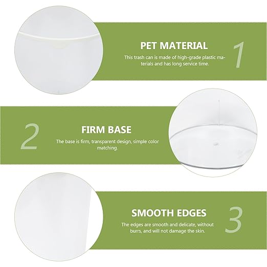 NUOBESTY Transparent Round Trash Bin Large Capacity Household Storage Container Lightweight Plastic Waste Basket for Home Office Kitchen with Simple Elegant Design