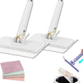 Lazy Mop Wet and Dry Clip No Wash Disposable Dust Push Pull Mini Mop Zero Touch Clever Automatic Cloth Changing Mops with 4 Reusable Cloths for Home (White2)