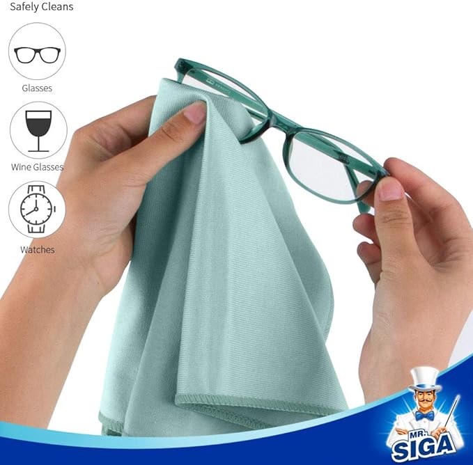 MR.SIGA Ultra Fine Microfiber Cloths for Glass Pack of 12 35 x 40cm 13.7 x 15.7