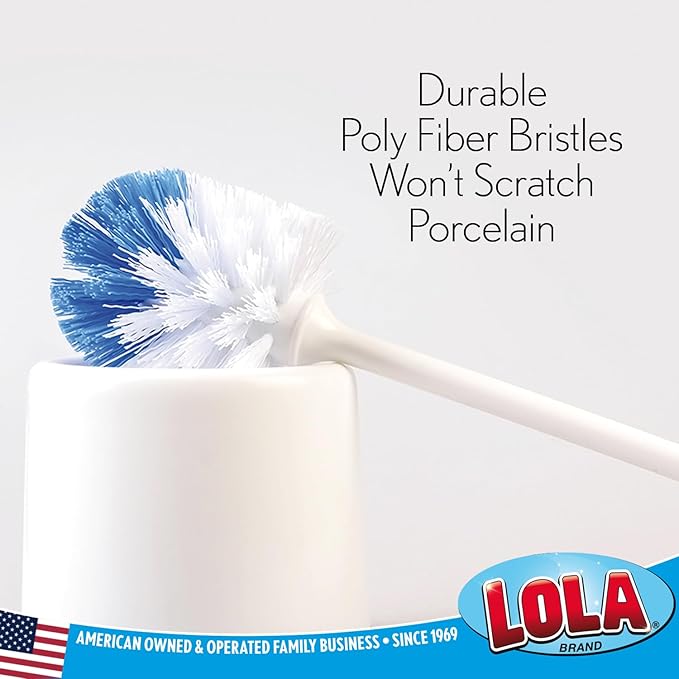 LOLA Classic Toilet Brush 6 Pack Durable Fiber Stiff Bristles Compact Size Non-Scratch Long-Lasting