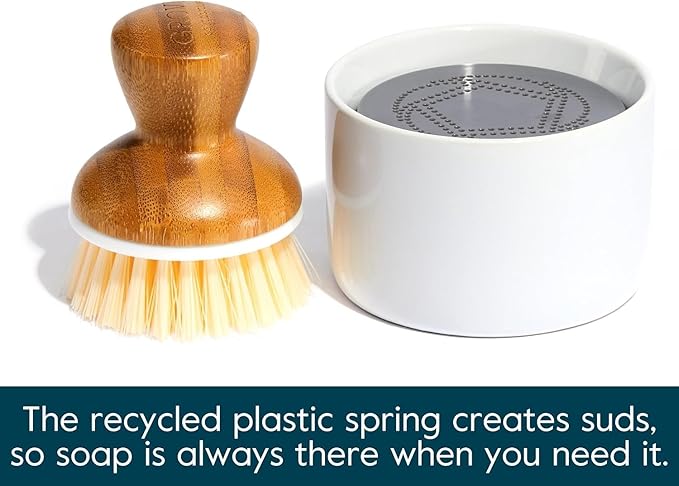 Grove Co. Bubble-Up Dish Brush 2-Pack Ergonomically Designed Dish Scrubber Replacement Dish Scrub Brush Removes Tough Messes Gentle on Dishes Sustainable Solution to The World's Waste Problem