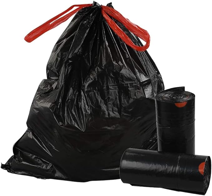 Teyyvn 13 Gallon Tall Kitchen Drawstring Trash Bag Black 220 Counts