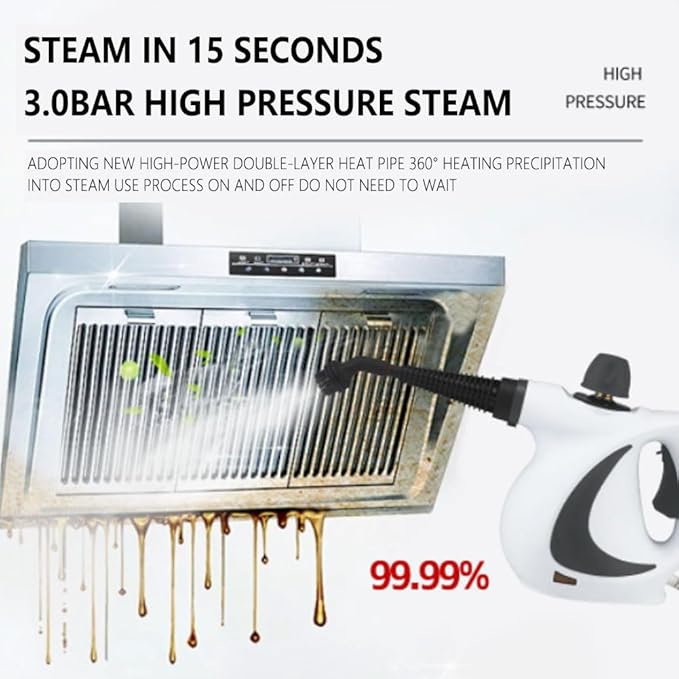 Portable Steam Cleaner Pressurized Handheld Steam Cleaner for All Surfaces House Car Use for Car Detailing Floor Upholstery Grime Grease