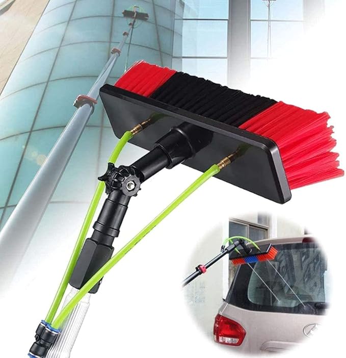 Window Clean Washing Set Equipment Telescopic Extension Pole Cleaning Kit Suitable for Window Cleaning Photovoltaic Panel Cleaning Trucks10m/33ft-30cmbrushhead