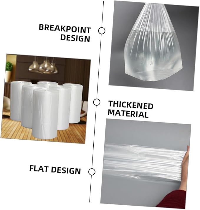 6 Rolls Thickened Plastic Trash Bags for Home Kitchen and Bathroom Flat Opening Garbage Bags 45x50cm Disposable Waste Liners for Bedroom and Household Use