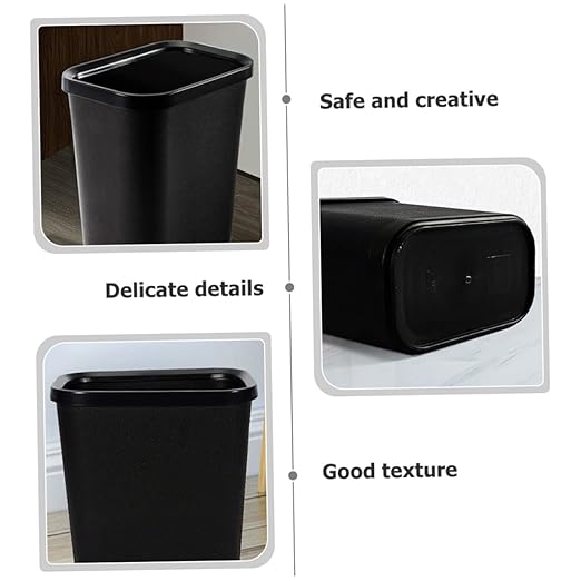 Vaguelly Plastic Trash Can Household Wastebasket for Bathroom Bedroom Office Design Easy to Clean No Lid Fire Resistant Space Saving Garbage Bin for Use