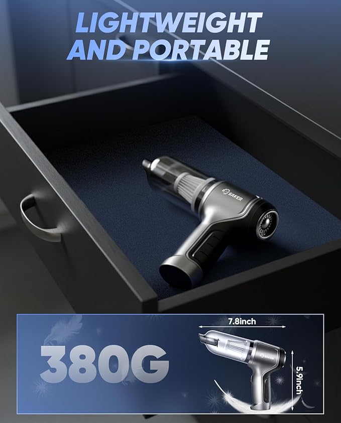 Saker Car Vacuum Portable Cordless Handheld Car Vacuum 15000PA High Power with Brushless Motor and Blower for CarsOfficeHome Cleaning HL107B