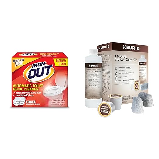 Iron OUT Automatic Toilet Bowl Cleaner Repel Rust and Hard Water Stains with Every Flush &amp Keurig 3-Month Brewer Maintenance Kit Includes Descaling Solution