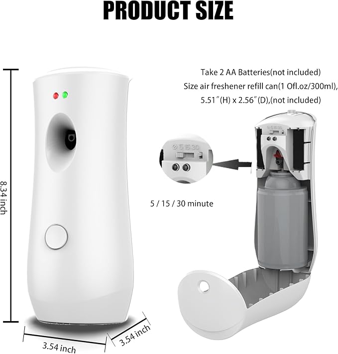 (4-Pack) Auto Air Freshener Spray Dispenser Free Stand or Wall Mounted Automatic Aerosol Aroma Machines are Widely Used in Hotels Bedrooms Airports Bathrooms Offices Commercial Places (White 003)