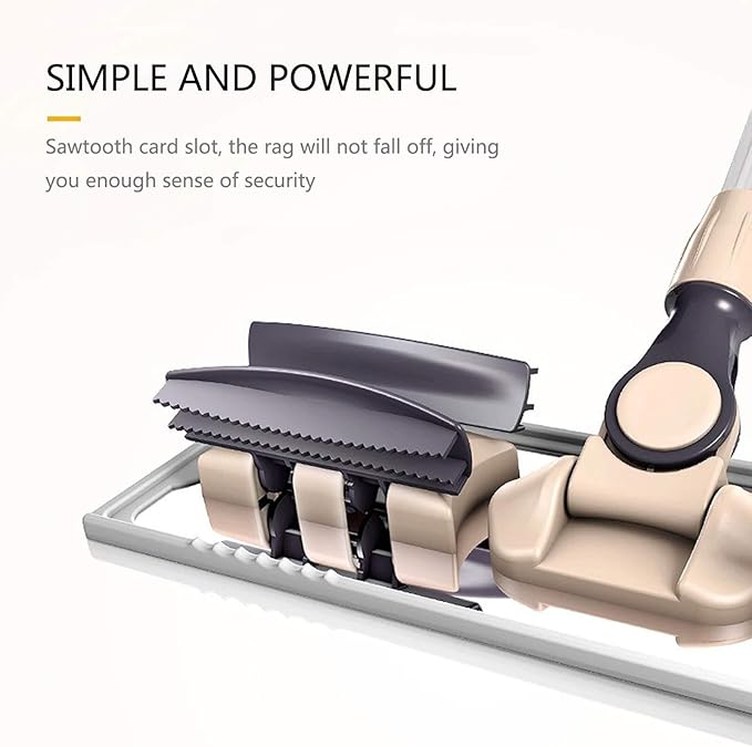 Flat mop with 4 Pads Foldable Scraper 360-degree rotatable Aluminum Alloy Frame Easy-to-Twist Flat