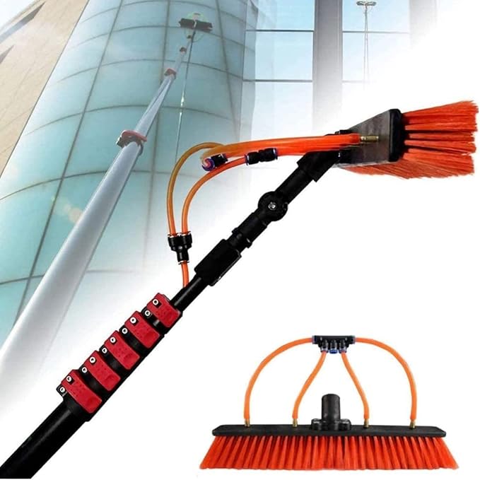 Glass Cleaning Brush Home Water Fed Telescopic Pole Kit Solar Panel Brush Rotating for Photovoltaic PanelWater Fed Pole Telescopic Window Cleaning Kit Solar Panel Brush Telescopic Water