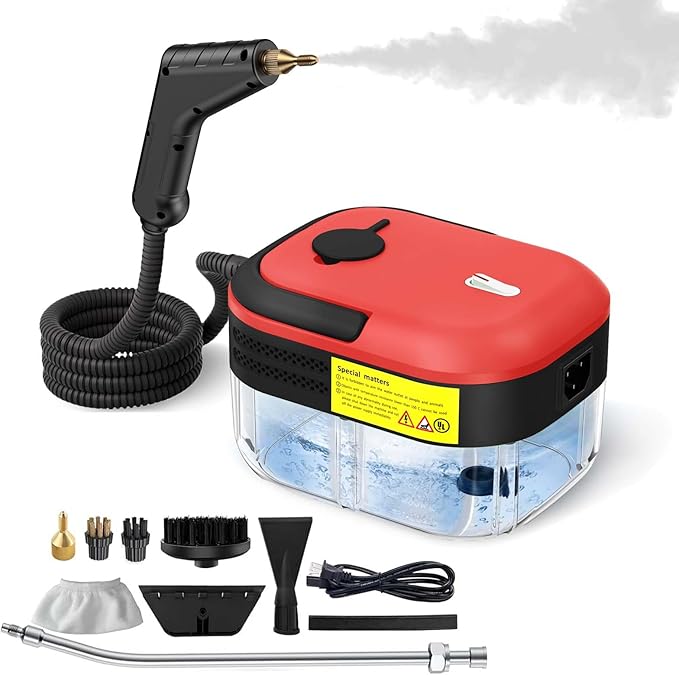2500W Steam Cleaner for Home &amp Car 15s Heat-Up Handheld Steamer for Cleaning 1.2L Portable High Steam Cleaners 6-Level Steam Control with 14 pcs Accessories Kit for Car Floors Couches Grout