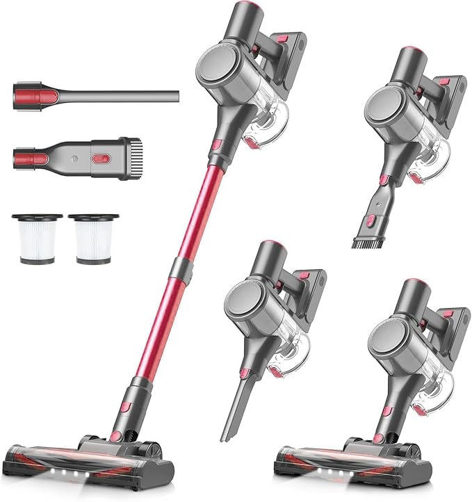 Zefiro Cordless Vacuum Cleaner45Mins Runtime Vacuum Cleaners for Home Anti-Tangle and 1.5L Dust Cup Lightweight Vacuum for Hardwood Floor Carpet Pet Hair