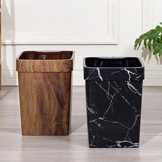 SUPVOX Wood Grain Trash Can 8l Small Wastebasket with Recessed Handle Imitation Wood Texture Kitchen and Bathroom Rubbish Bin for Home and Office Use