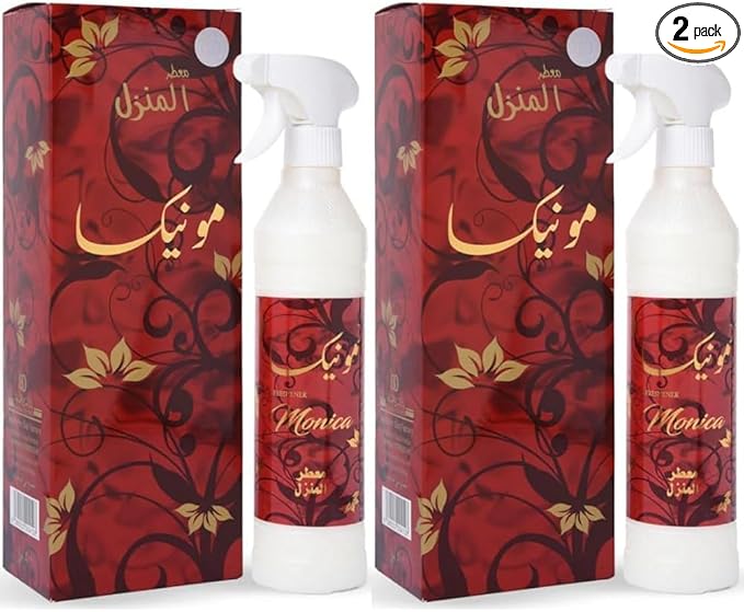 Monica House Freshener 500ML (Pack of 2) – Long Lasting Air Freshener Spray for Home Office &amp Car | Premium Room &amp Fabric Fragrance Mist | Arabic Scent